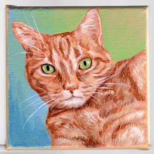 Custom Pet Portrait Acrylic Painting of an Orange Cat