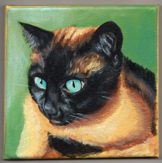 Custom Pet Portrait Acrylic Painting of a Siamese Cat